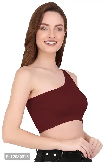 THE BLAZZE Women's Sleeveless Crop Tops Sexy Strappy Tees (X-Large, Maroon)-thumb1