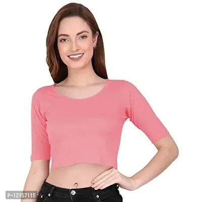 THE BLAZZE 1055 Women's Crop Top (Medium, Light Pink)-thumb0