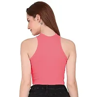 THE BLAZZE 1025 Women's Basic Sexy Solid Slim Fit Sleeveless Crop Top T-Shirt for Women (Small, Light Pink)-thumb3