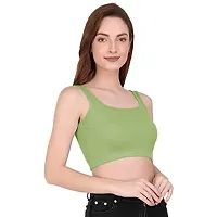 THE BLAZZE 1044 Women's Summer Basic Sexy Strappy Sleeveless Crop Top's (Large, Light Green)-thumb3