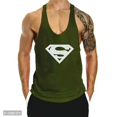 THE BLAZZE 0016 Men's Sleeveless T-Shirt Gym Tank Gym Tank Stringer Tank Tops Gym Vest Muscle Tee Gym Vest Vests Men Vest for Men T-Shirt for Men's (Medium(36-38), E - Army Green)