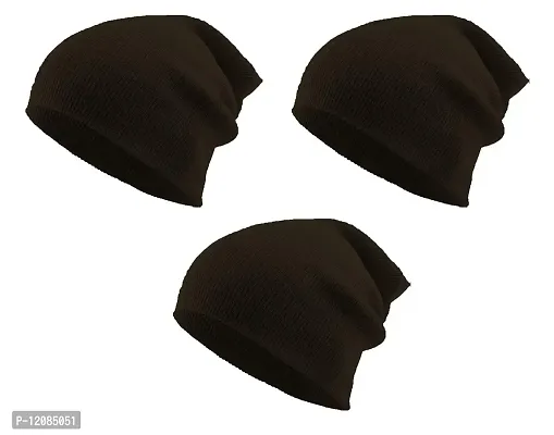 THE BLAZZE 2015 Winter Beanie Cap for Men and Women's (Free Size, Brown)-thumb0