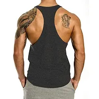 THE BLAZZE 0016 Men's Sleeveless T-Shirt Gym Tank Gym Tank Stringer Tank Tops Gym Vest Muscle Tee Gym Vest Vests Men Vest for Men T-Shirt for Men's (XX-Large(42?-44""), K - Dark Grey)-thumb1