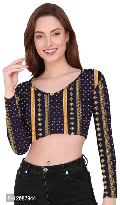 THE BLAZZE 1372 Women's Basic V Neck Full Sleeve Readymade Saree Blouse for Women(2XL,Color_11)