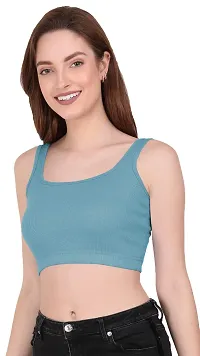 THE BLAZZE 1044 Women's Summer Basic Sexy Strappy Sleeveleess Crop Top (X-Large, Royal Blue)-thumb3