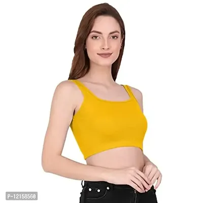 THE BLAZZE 1044 Women's Summer Basic Sexy Strappy Sleeveless Crop Top's (XX-Large, Golden Yellow)-thumb4