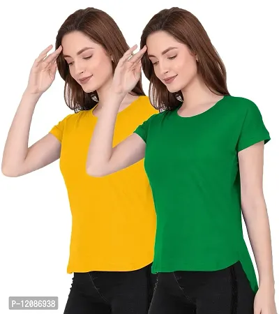 THE BLAZZE 1319 Women's Regular Solid Stylish Up and Down T-Shirts for Women (Small, Colour_02)