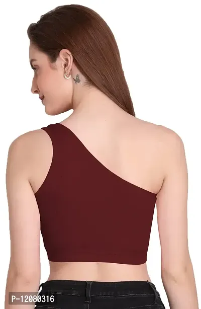 THE BLAZZE Women's Sleeveless Crop Tops Sexy Strappy Tees (X-Large, Maroon)-thumb3