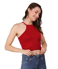 AD2CART A1586 Women's Lycra Square Neck Stretchy Casual Solid Sleeveless Crop Top-thumb2