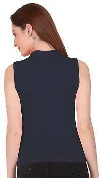 THE BLAZZE 1033 Women's Plain Black Sleeveless High Neck/Turtle Neck Top Stretch Slim Cotton T-Shirt for Women Sleeveless Top for Women-thumb3