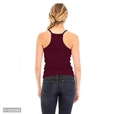 THE BLAZZE Women's Sleeveless Crop Tops Sexy Strappy Tees (M, Maroon)-thumb4