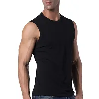 THE BLAZZE Mens Slim Fit Crew Neck Sleeveless T-Shirt (Medium, Black)-thumb1