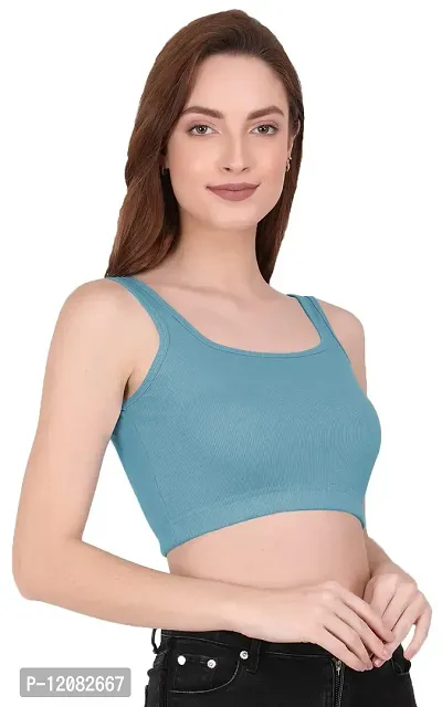 THE BLAZZE 1044 Women's Summer Basic Sexy Strappy Sleeveleess Crop Top (X-Large, Royal Blue)-thumb5