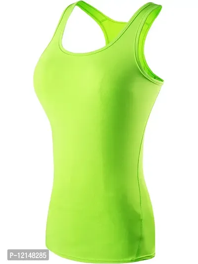 THE BLAZZE Women's Yoga Tank Top Compression Racerback Top Baselayer Quick Dry Sports Runing Vest (M, Green)