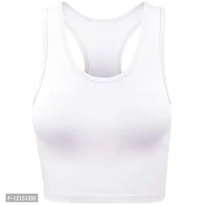 THE BLAZZE Women's Cotton Racerback Basic Crop Tank Tops (XX-Large, Charcoal Melange White)-thumb3