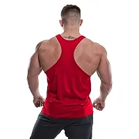 THE BLAZZE Men's Bodybuilding Gym Solid Color Tank Top Stringers (M, Red)-thumb1