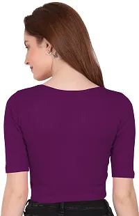 THE BLAZZE 1055 Women's Basic Sexy Solid Scoop Neck Slim Fit Short Sleeves Crop Tops-thumb1