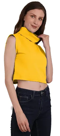 THE BLAZZE 1344 Women's Basic High Neck Sleeveless Crop Top(S,Color_03)-thumb2