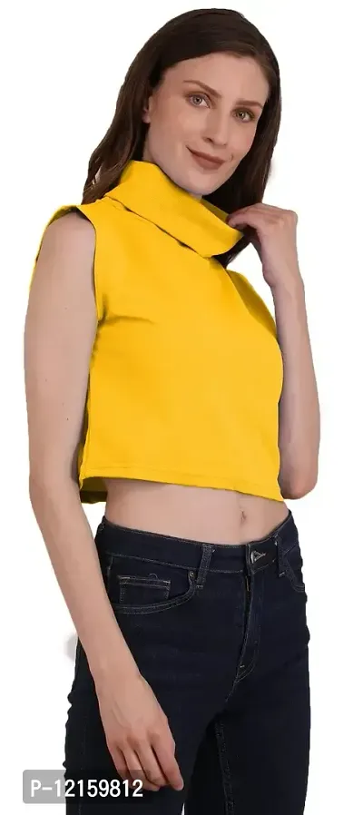 THE BLAZZE 1344 Women's Basic High Neck Sleeveless Crop Top(S,Color_03)-thumb3