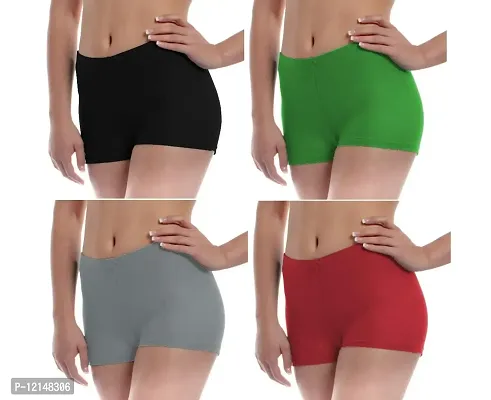 THE BLAZZE Women's Seamless Spandex Boyshort Underskirt Pant Short Leggings Pack of 4-thumb0