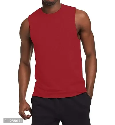 THE BLAZZE Men's Sleeveless T-Shirt (Small(36?/90cm - Chest), Red)