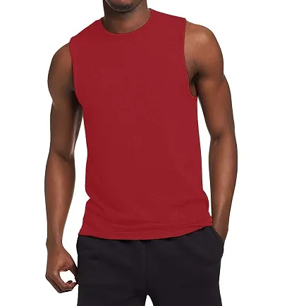 THE BLAZZE Men's Sleeveless T-Shirt Tank Top Gym Tank Stringer Vest for Men (X-Large(42?/105cm - Chest), Red)