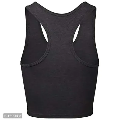 THE BLAZZE Women's Cotton Racerback Basic Crop Tank Tops (XX-Large, Charcoal Melange)-thumb3