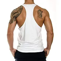 THE BLAZZE Men's Gym Cotton Bodybuilding Tank Tops Muscle Stringer (XX-Large(44?/110cm - Chest), White)-thumb2