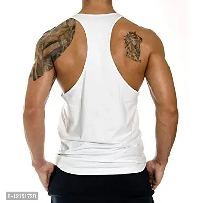 THE BLAZZE Men's Gym Cotton Bodybuilding Tank Tops Muscle Stringer (XX-Large(44?/110cm - Chest), White)-thumb3