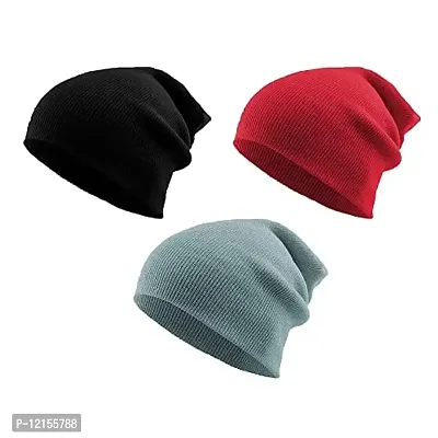 THE BLAZZE 2015 Winter Beanie Cap for Men and Women (3, Black,Pink,White)