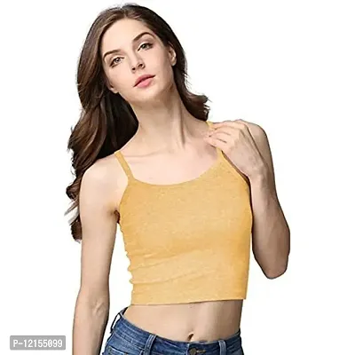 THE BLAZZE 1002 Women's Sleeveless Crop Tops Sexy Strappy Tees (Medium(32-34), O - Mustard Yellow)-thumb3