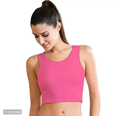 THE BLAZZE Women's Basic Sexy Strappy Sleeveless Racerback Camisole Crop Top (Large, Light Pink)