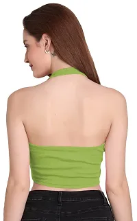 THE BLAZZE 1294 Women's Sleeveless Crop Tops Sexy Strappy Tees (X-Large, Light Green)-thumb2