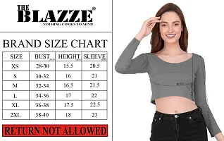THE BLAZZE 5971 Women's Basic Solid Printed Scoop Neck Full Sleeves Readymade Saree Blouse Crop Top for Women 2XL,Combo_04-thumb3