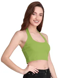 THE BLAZZE 1294 Women's Sleeveless Crop Tops Sexy Strappy Tees (X-Large, Light Green)-thumb3