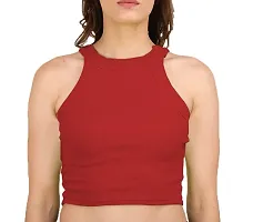 AD2CART A1628 Women's Round Neck Sleevless Ribbed Crop Top for Women-thumb4