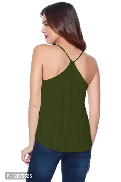 THE BLAZZE Women's Cotton Spaghetti Top (Large, Army Green)
