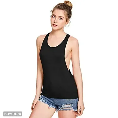 THE BLAZZE Women's Sleeveless Loose Fit Racerback Yoga Workout Tank Top (L, Black+Grey)-thumb2