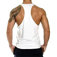 THE BLAZZE Men's Sleeveless T-Shirt Gym Tank Gym Tank Stringer Tank Tops Gym Vest Muscle Tee Gym Vest Vests Men Vest for Men T-Shirt for Men's (Small(34""-36""), B - Beast White)-thumb1