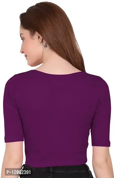 THE BLAZZE 1055 Women's Full Sleeve Crop Tops Sexy Strappy Tees (Large, Violet)-thumb3