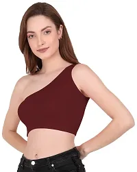 THE BLAZZE Women's Sleeveless Crop Tops Sexy Strappy Tees (X-Large, Maroon)-thumb3