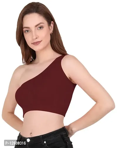 THE BLAZZE Women's Sleeveless Crop Tops Sexy Strappy Tees (X-Large, Maroon)-thumb4