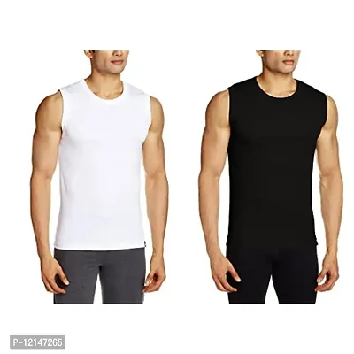 THE BLAZZE Men's Cotton Muscle Tee Black + White Pack of 2 (M - 38inch)