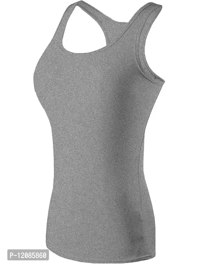 THE BLAZZE Women's Rib Racerback Tank Top (M, Grey)