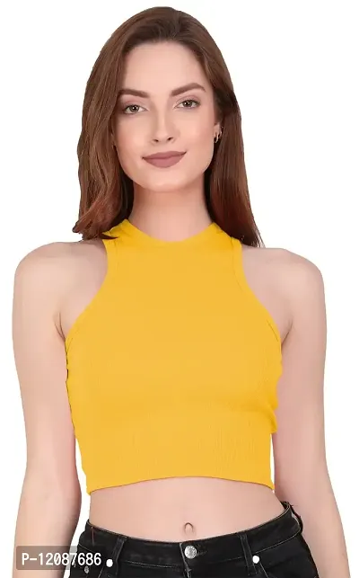 THE BLAZZE 1025 Women's Summer Basic Sexy Strappy Sleeveless Racerback Camisole Crop Top Top (Medium, Color_05)-thumb4