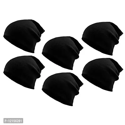 THE BLAZZE 2015 Winter Beanie Cap for Men and Women Pack Of 6 (Pack Of 6, Black)