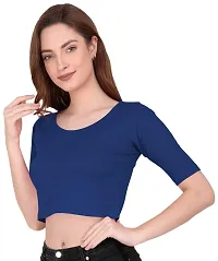 THE BLAZZE 1055 Women's Full Sleeve Crop Tops Sexy Strappy Tees (Medium, Royal Blue)-thumb3