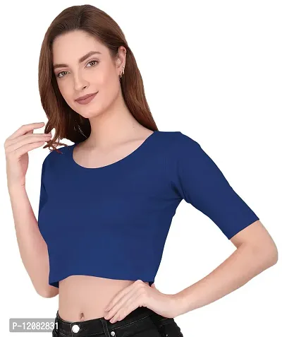 THE BLAZZE 1055 Women's Full Sleeve Crop Tops Sexy Strappy Tees (Medium, Royal Blue)-thumb4