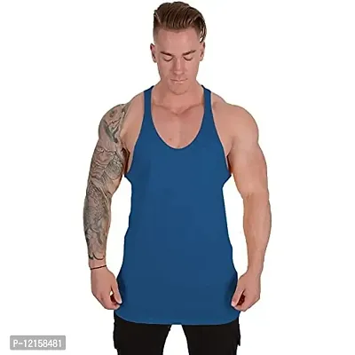 THE BLAZZE 0038 Men's Sleeveless T-Shirt Gym Tank Gym Stringer Tank Tops Muscle Gym Bodybuilding Vest Fitness Workout Train Stringers (Large, Royal Blue)