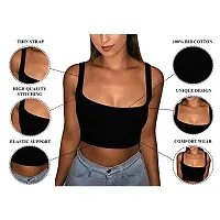 THE BLAZZE 1044 Women's Summer Basic Sexy Strappy Sleeveless Crop Tops (Small, Navy)-thumb3